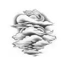 Japanese-style cloud transforming into a tattoo gun tattoo design idea