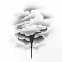 Japanese-style cloud transforming into a tattoo gun tattoo design idea