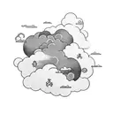 Japanese-style cloud transforming into a tattoo gun tattoo design idea