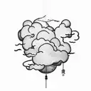 Japanese-style cloud transforming into a tattoo gun tattoo design idea