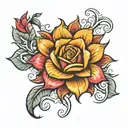 sun and rose  tattoo design idea