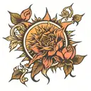 sun and rose  tattoo design idea