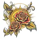 sun and rose  tattoo design idea