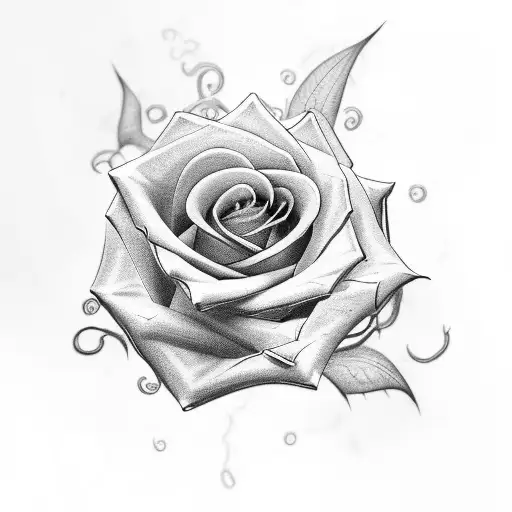 A rose with tendrils encircling it that extend down your shoulder tattoo design idea