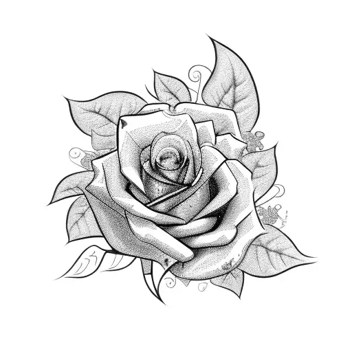 A rose surrounded by vines and topped with betty boop that reaches her shoulder tattoo design idea