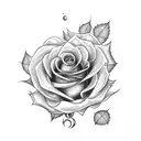 A rose surrounded by vines and topped with betty boop that reaches her shoulder tattoo design idea