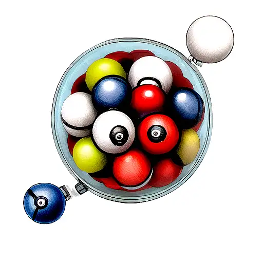 Various types of pokeballs that make up a sleeve tattoo design idea