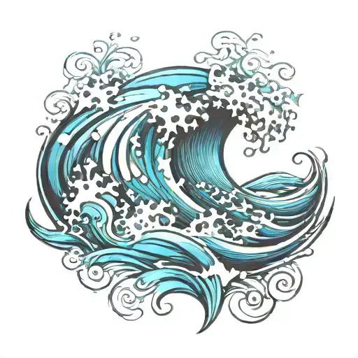 waves crashing tattoo design idea