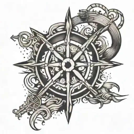father, nautical, ship wheel, anchor, Nova Scotia  tattoo design idea