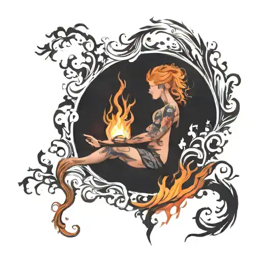solitude and fire  tattoo design idea