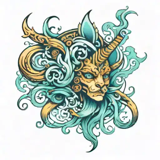aqua color smoke tattoo design idea