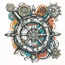 dad nautical ship wheel  tattoo design idea