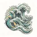 waves crashing tattoo design idea