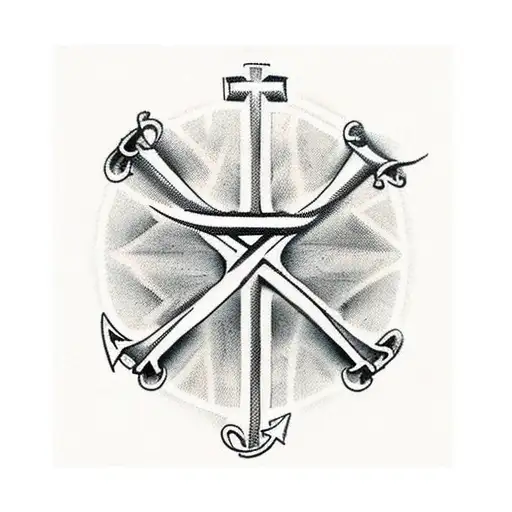 Christian Cross with the Bible verse "Roman's 8:31" behind  tattoo design idea