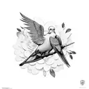 Dove and olive branch tattoo design idea