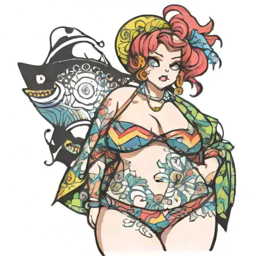 BBW wearing a bikini tattoo design idea
