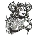 BBW with devil horns wearing bikini no tattoos tattoo design idea