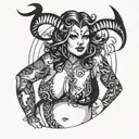 BBW with devil horns wearing bikini no tattoos tattoo design idea