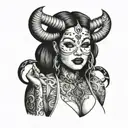 BBW with devil horns wearing bikini no tattoos tattoo design idea