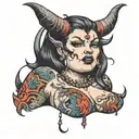 BBW devil wearing bikini tattoo design idea