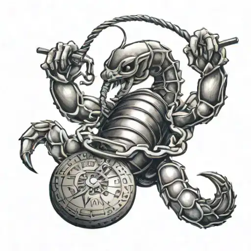 Scorpion holding balance scale   tattoo design idea