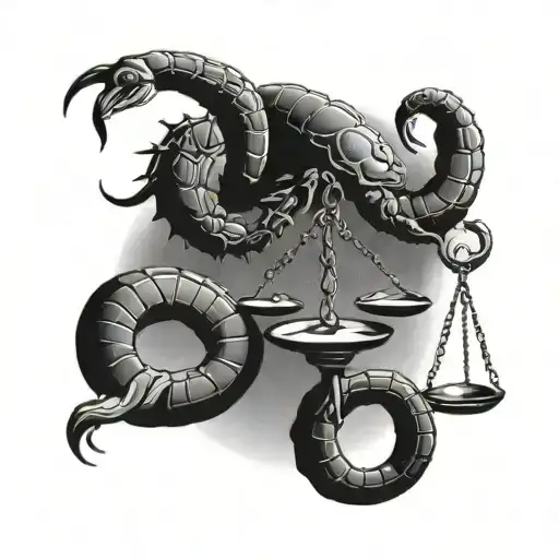 scorpion holding balance scales   tattoo design idea