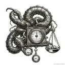 scorpion holding balance scale tattoo design idea