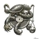 scorpion holding balance scale tattoo design idea
