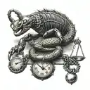 scorpion holding balance scale tattoo design idea