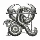 Scorpion holding balance scale   tattoo design idea