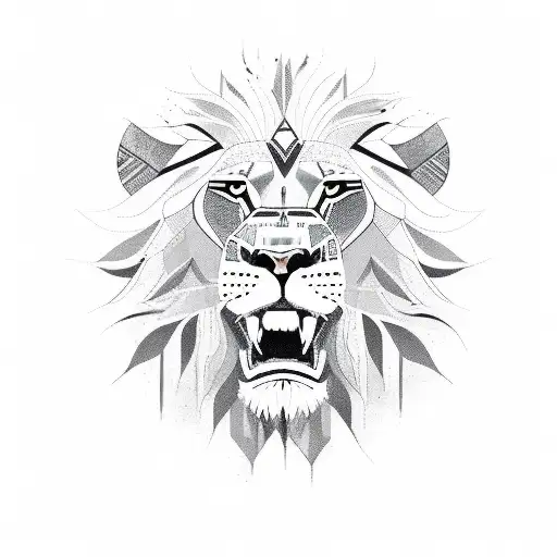 lion with tribal design tattoo design idea