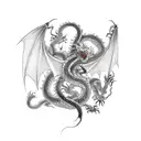 A dragon viper entwined with a yamata no orochi in a fierce battle tattoo design idea