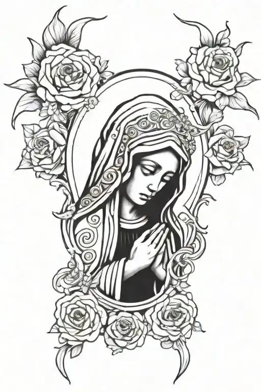 Virgin Mary crying blood  tattoo design idea