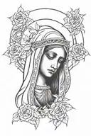Virgin Mary crying blood  tattoo design idea