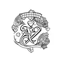 the letters A and J with hearts tattoo design idea