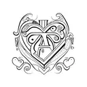 the letters A and J with hearts tattoo design idea