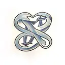 the letters A and J with hearts tattoo design idea