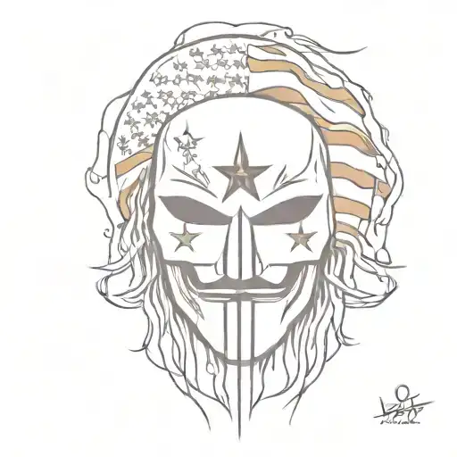 the word vendetta with aspects of the American flag inside it tattoo design idea