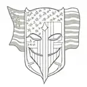 the word vendetta with aspects of the American flag inside it tattoo design idea