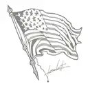 the word vendetta with aspects of the American flag inside it tattoo design idea