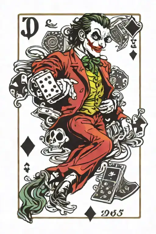 dices cards and joker, 2003 tattoo design idea