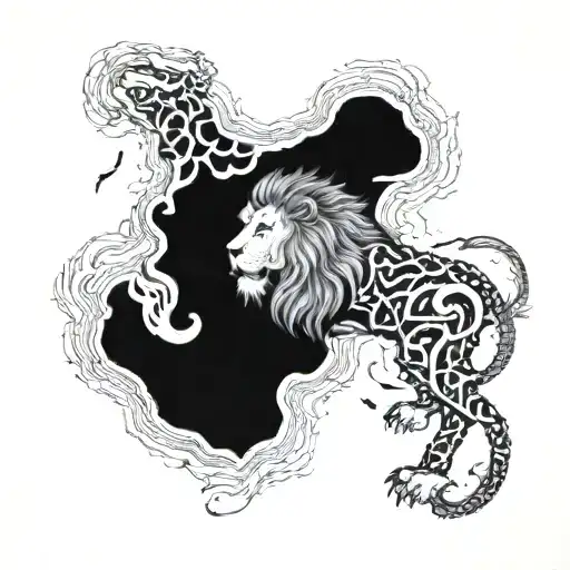 A majestic lion roaring in the center of a detailed map of Iran, with the Persian Gulf and the Caspian Sea highlighted in the background tattoo design idea