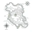 background map of Iran and Persian Gulf and the Caspian.  In the middle symbol of Iran's lion and sun under Ahura Mazda  tattoo design idea