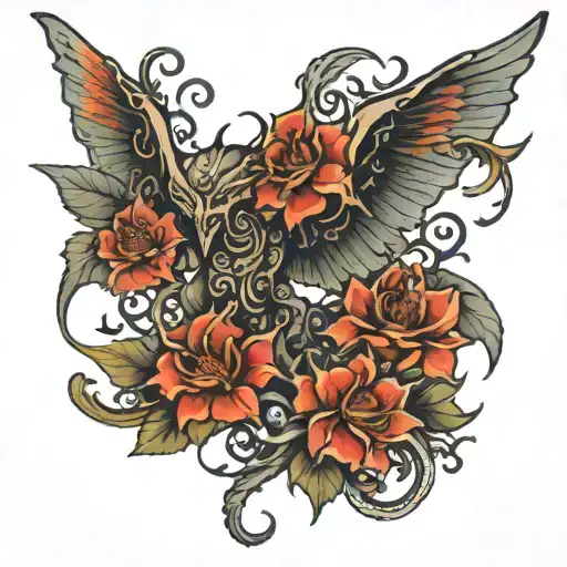 Covering the old demon wing tattoo under the left collarbone, something that can cover the old 15 cm outline tattoo design idea