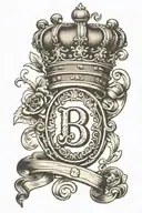 Letter B and crown  tattoo design idea