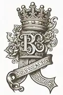 Letter B and crown  tattoo design idea