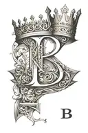 Letter B and crown  tattoo design idea