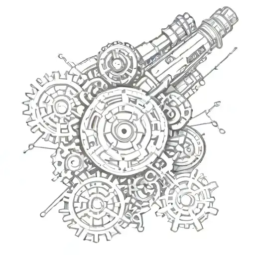 A Star Wars themed tattoo with a lightsaber made of gears and mechanical parts tattoo design idea
