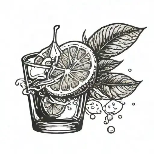 one lemon wedge on a shot glass tattoo design idea