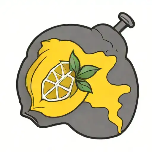 lemon in the shape of a grenade with a pin on top tattoo design idea